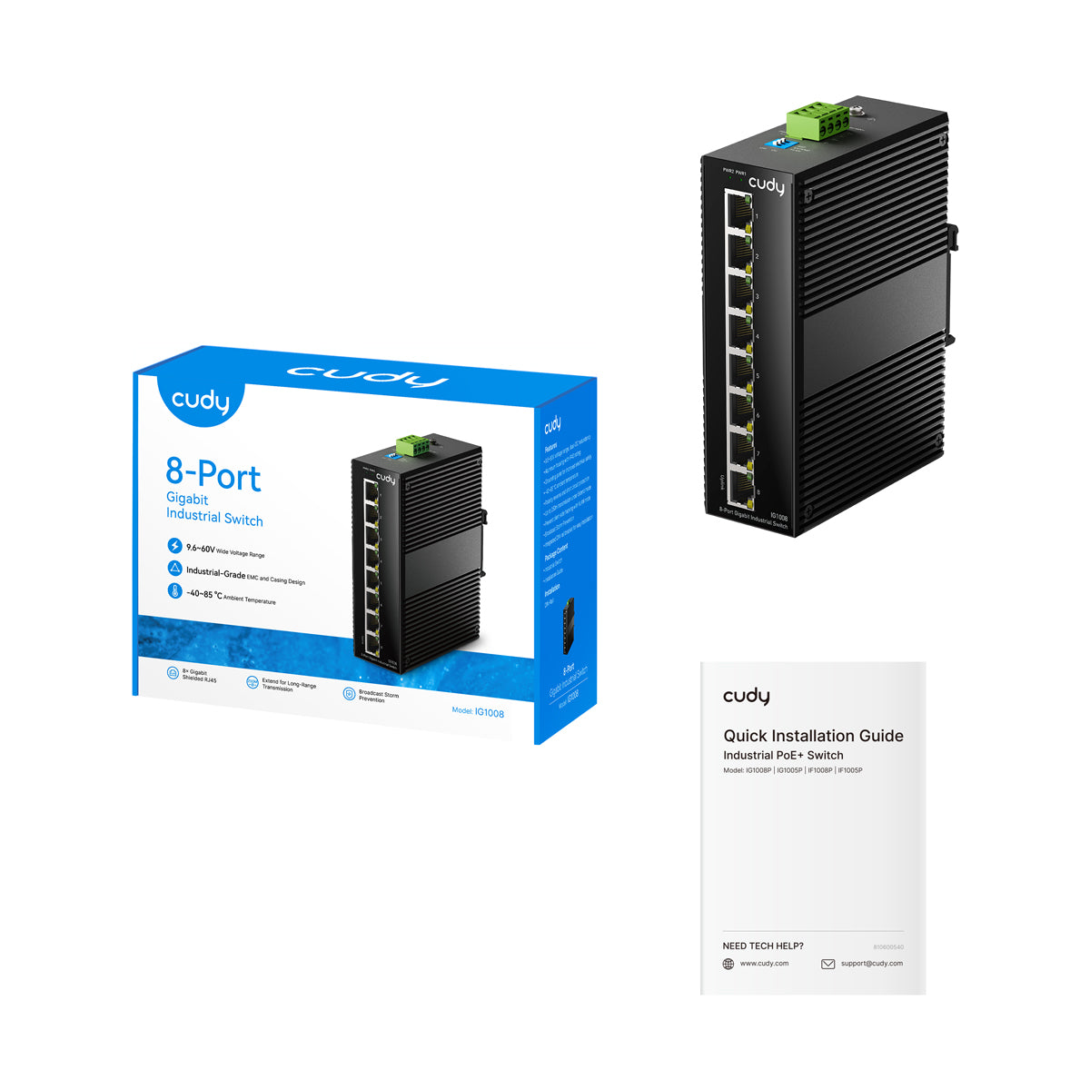 Cudy IG1008 - 8-Port Gigabit Industrial Unmanaged Switch — 3