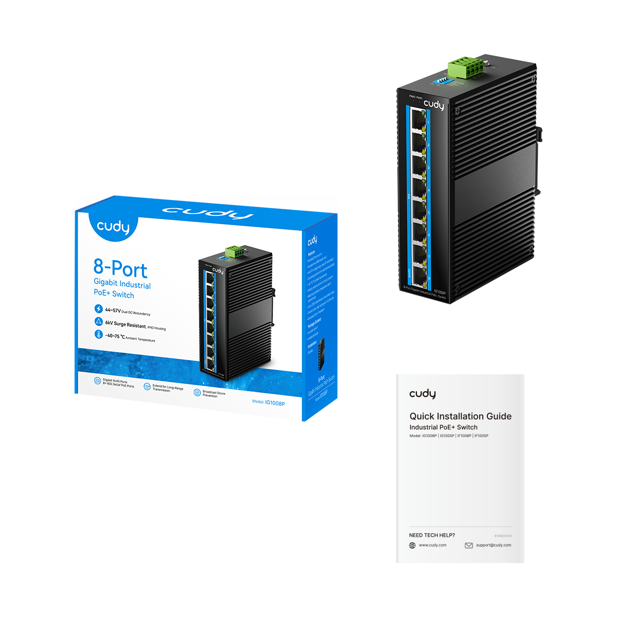 Cudy IG1008P - 8 Port Gigabit Endüstriyel PoE+ Switch — 3