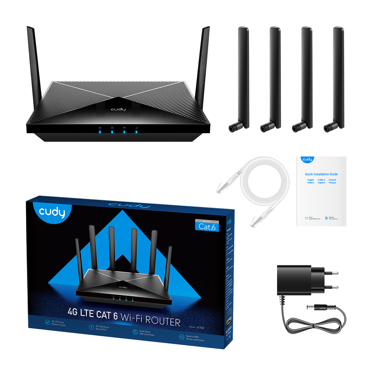Cudy LT700 - AC1200 Wi-Fi 4G LTE-Cat6 Gigabit Router — 5