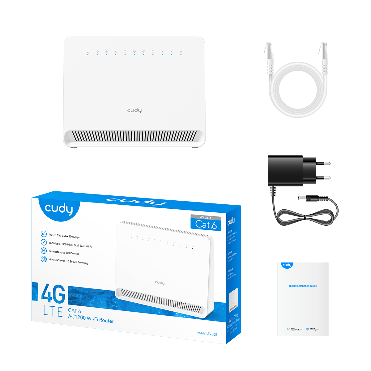 Cudy LT700E - AC1200 Wi-Fi 4G LTE-Cat6 Gigabit Router — 4