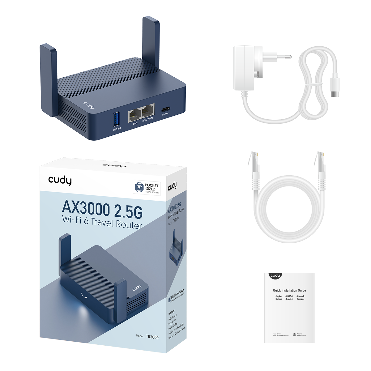 Cudy TR3000 - AX3000 2.5G Wi-Fi 6 Mesh Router with USB — 2
