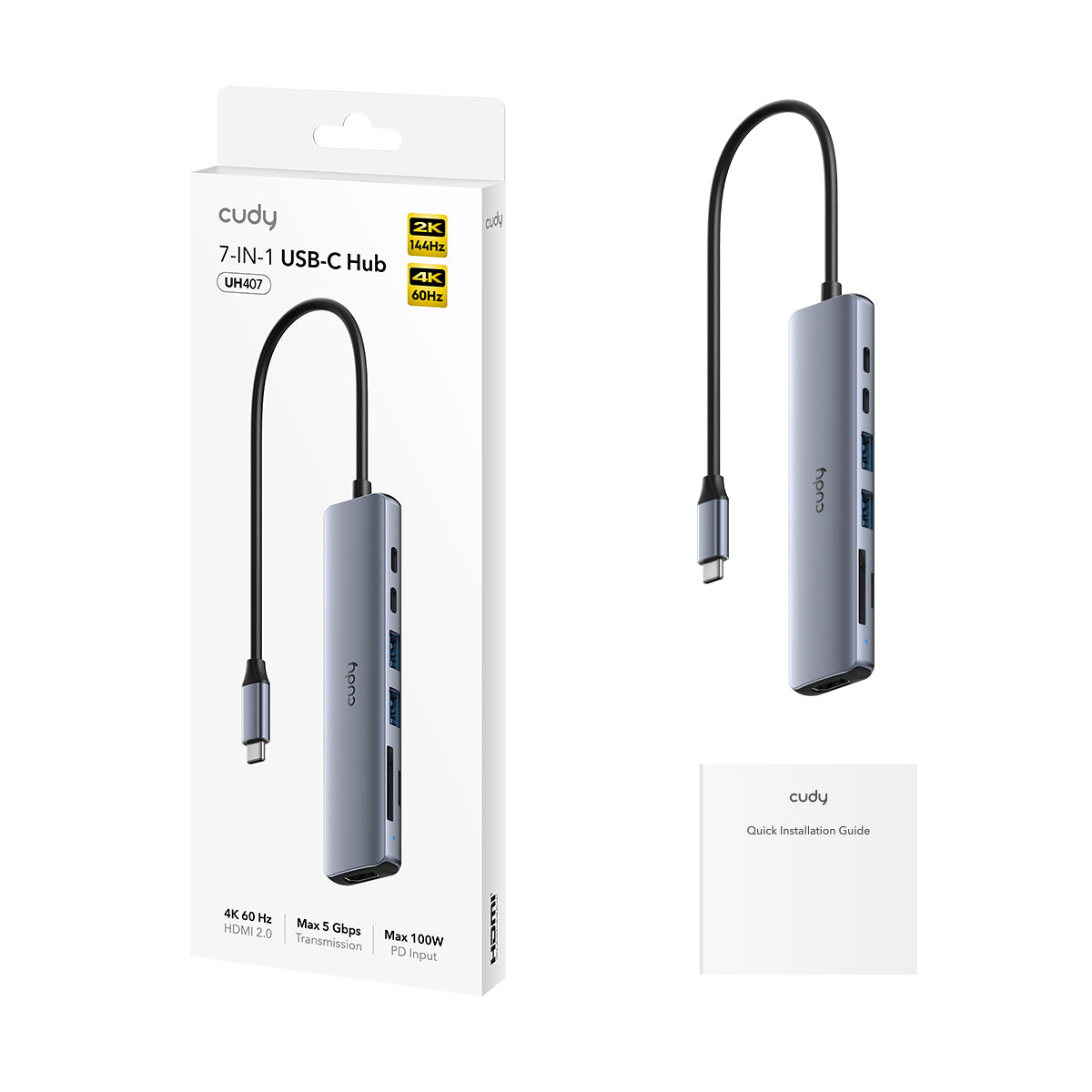 Cudy UH407 - 7'si 1 Arada USB-C Hub 4K HDMI — 2