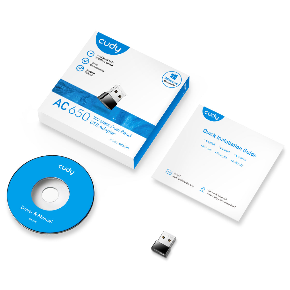 Cudy WU650 AC650 Wi-Fi Nano USB Adaptör — 5