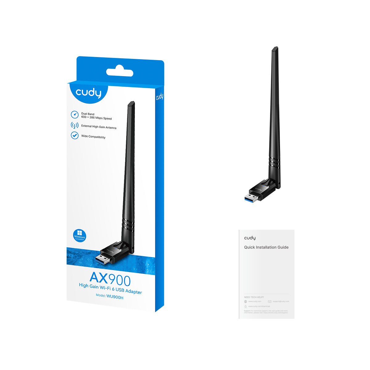 Cudy WU900H AX900 Wi-Fi 6 Yüksek Kazançlı USB Adaptör — 2
