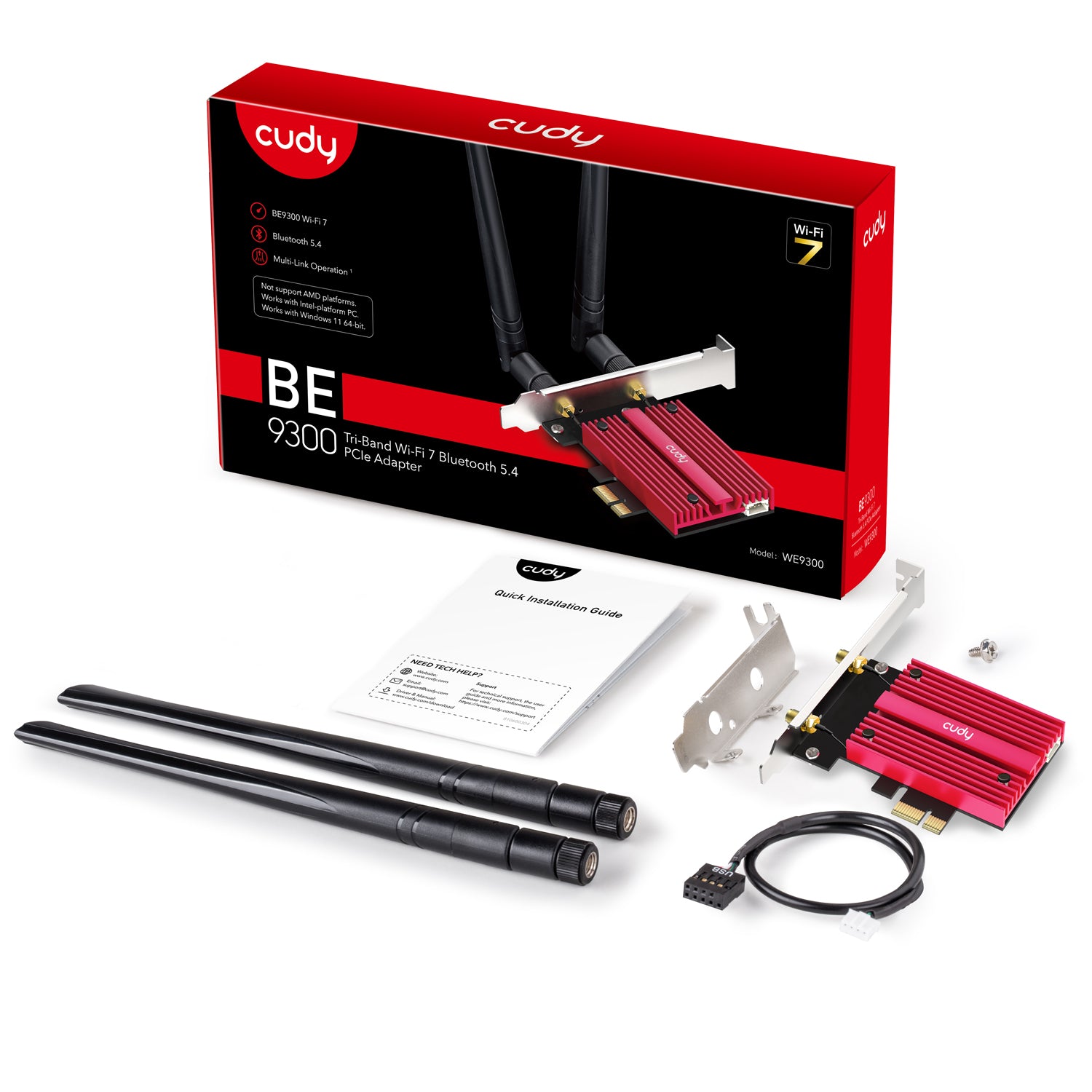 Cudy WE9300 BE9300 Wi-Fi 7 PCI Express Adaptör — 6