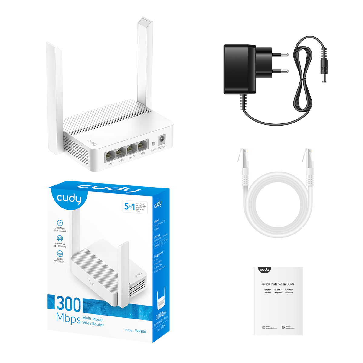CUDY WR300 N300 Wi-Fi Router - 2.4 GHz 300 Mbps — 6