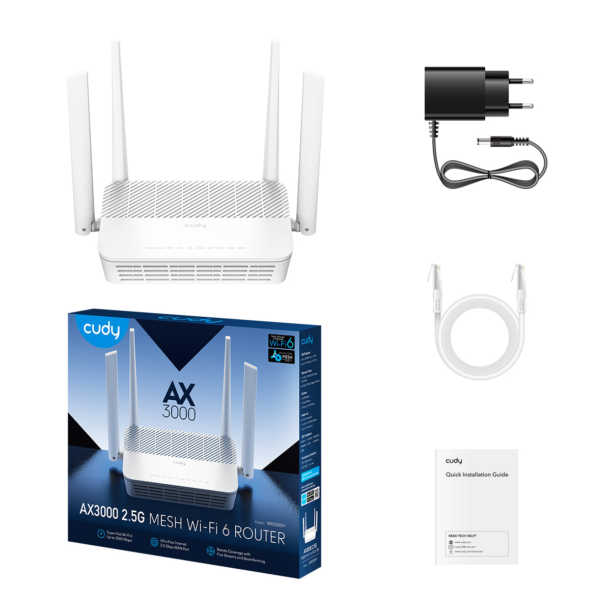 Cudy WR3000H - AX3000 Dual Band Wi-Fi 6 Mesh Router — 3