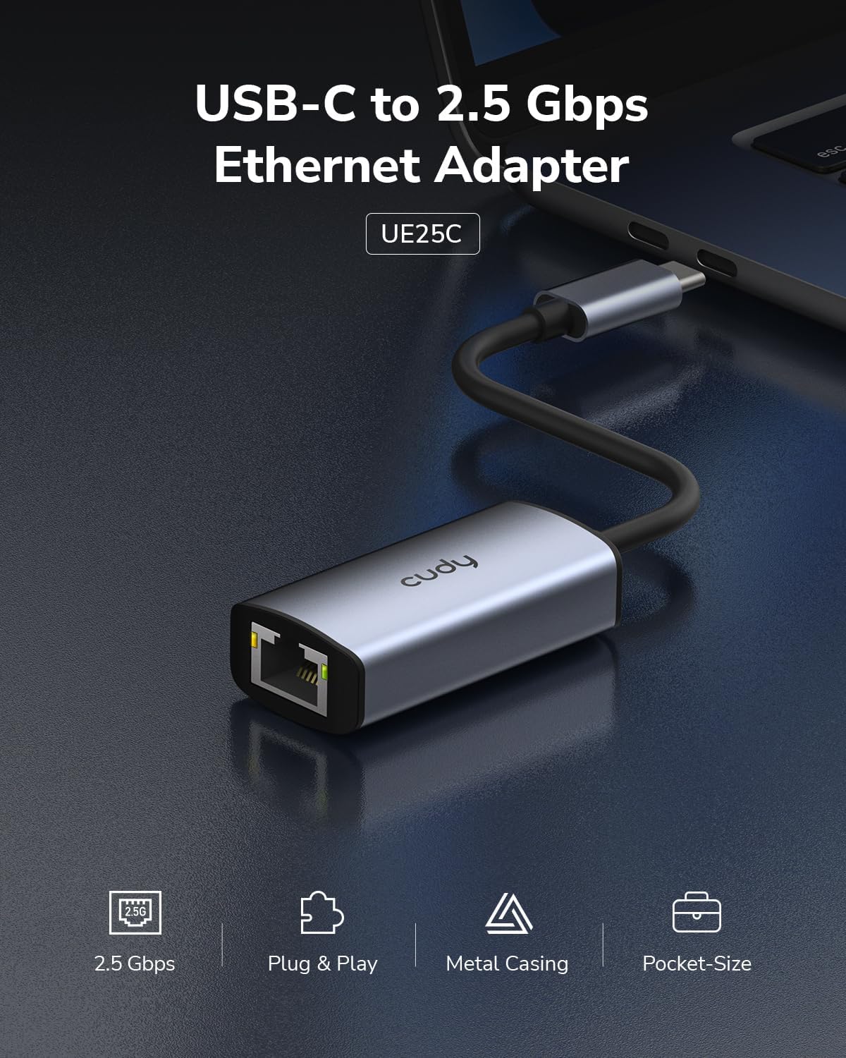 Cudy UE25C USB-C 2.5G Ethernet Adaptörü — 2