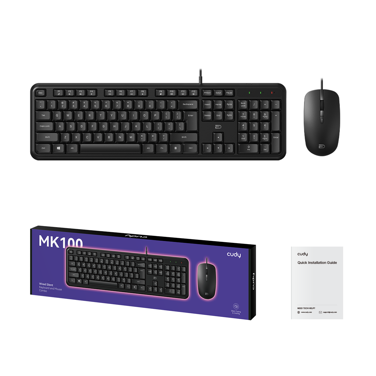 Cudy MK100 Black - Kablolu Klavye ve Fare Seti — 2